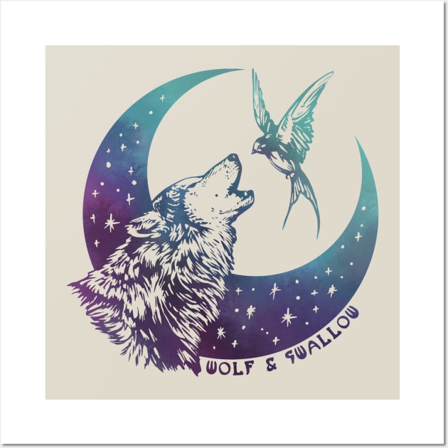 Wolf & Swallow - Moonlight Serenade [NEBULA] Wall Art by Lix